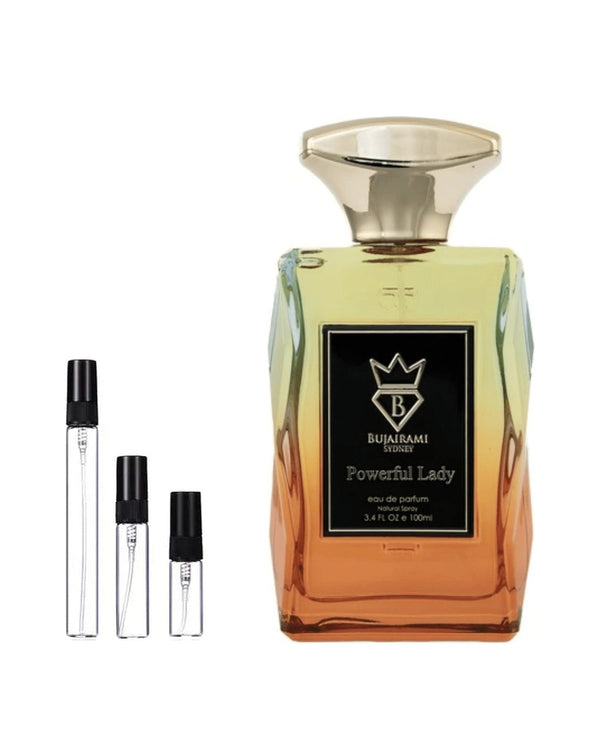Bujairami Powerful Lady sample – decant in glazen sprayflesje (2, 5 of 10 ml)