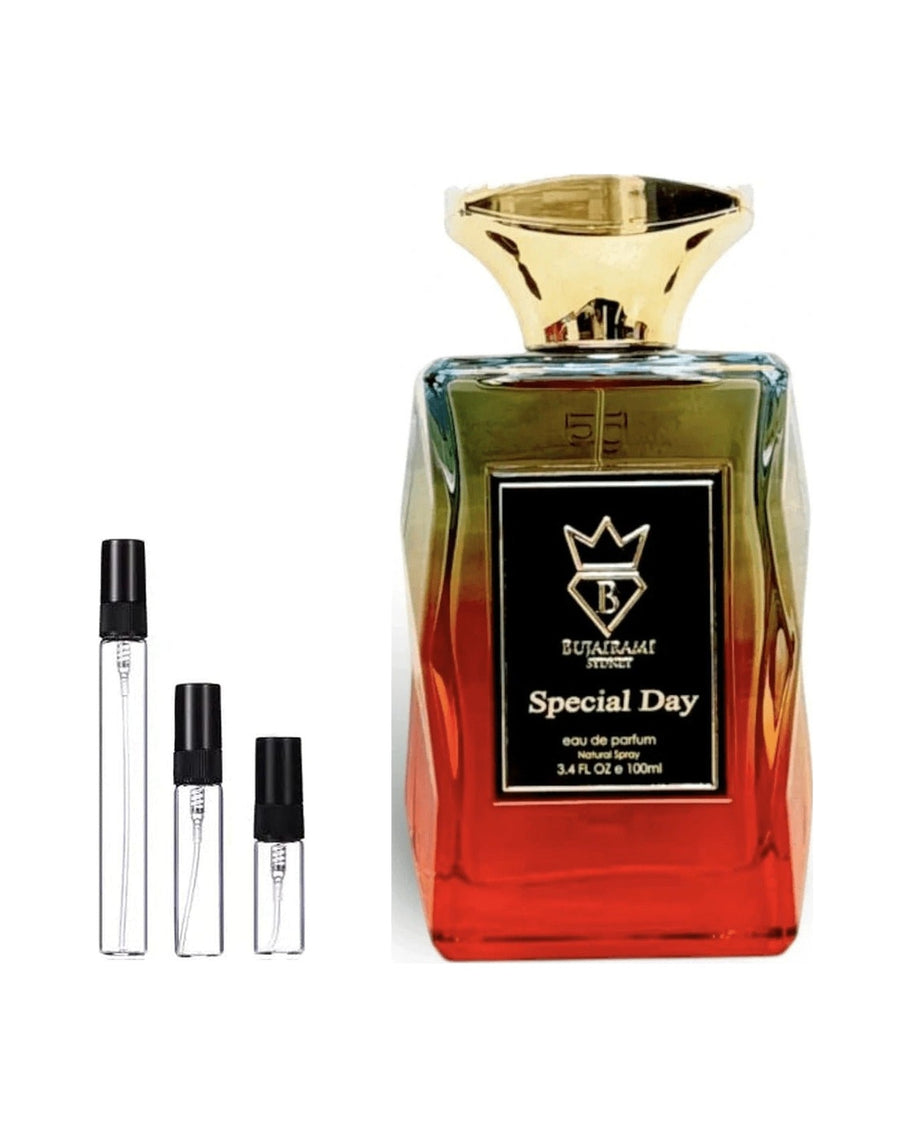 Bujairami Special Day sample – decant in glazen sprayflesje (2, 5 of 10 ml)