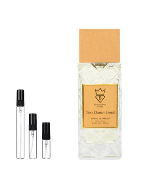 Bujairami Too Damn Good sample – decant in glazen sprayflesje (2, 5 of 10 ml)