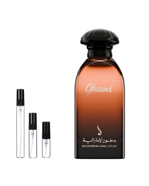 Dkhoon Emirates Ghawi sample – decant in glazen sprayflesje (2, 5 of 10 ml)