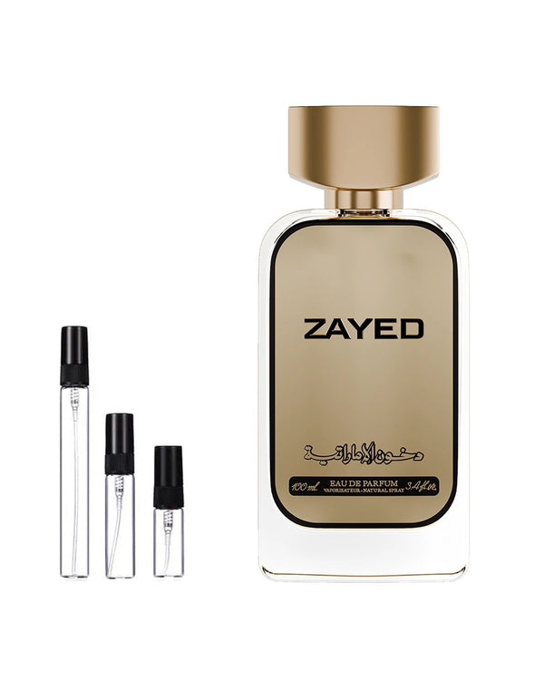 Dkhoon Emirates Golden Sheikh Zayed sample – decant in glazen sprayflesje (2, 5 of 10 ml)