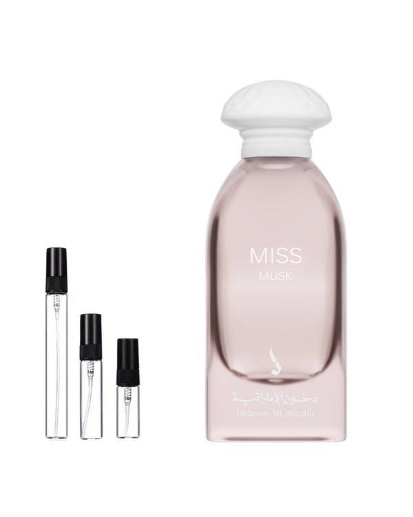 Dkhoon Emirates Miss Musk sample – decant in glazen sprayflesje (2, 5 of 10 ml)