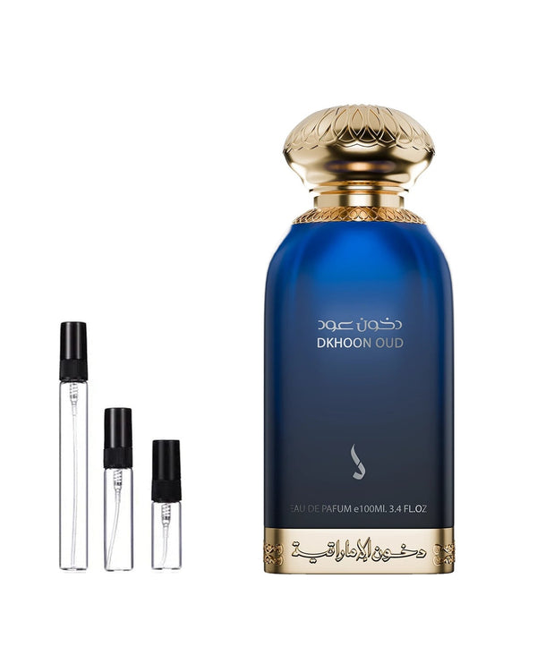 Dkhoon Emirates Oud sample – decant in glazen sprayflesje (2, 5 of 10 ml)