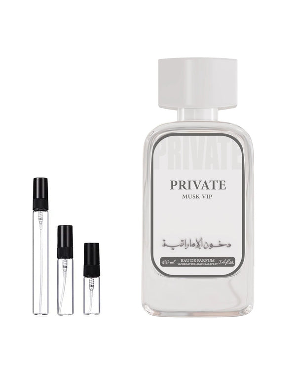 Dkhoon Emirates Private Musk VIP sample – decant in glazen sprayflesje (2, 5 of 10 ml)