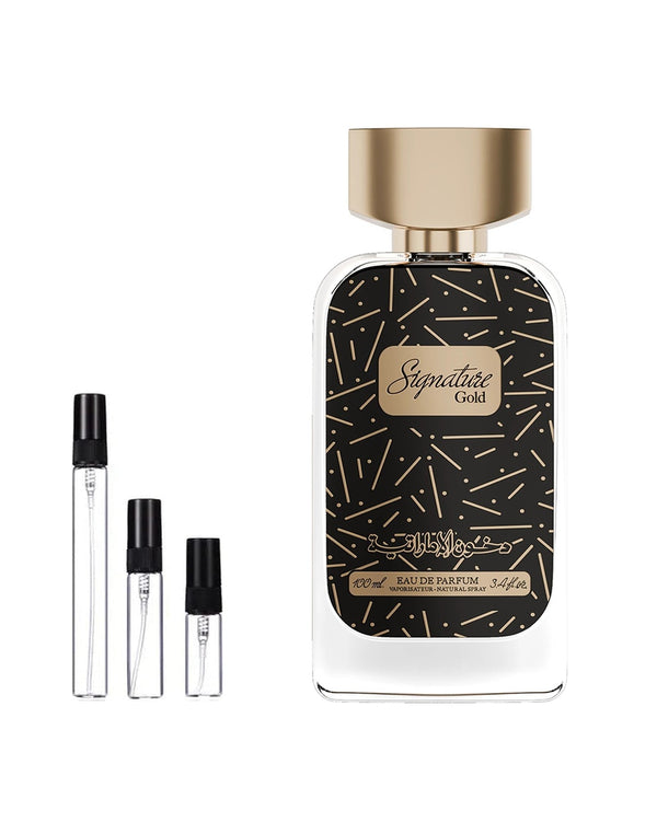 Dkhoon Emirates Signature Gold sample – decant in glazen sprayflesje (2, 5 of 10 ml)