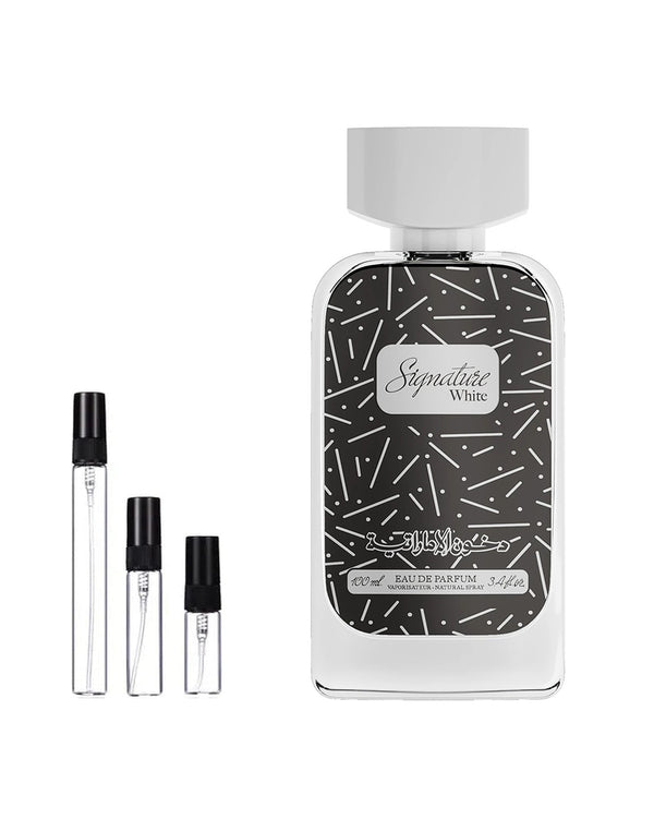 Dkhoon Emirates Signature White sample – decant in glazen sprayflesje (2, 5 of 10 ml)