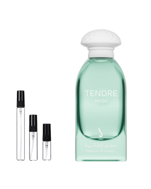 Dkhoon Emirates Tendre Musk sample – decant in glazen sprayflesje (2, 5 of 10 ml)