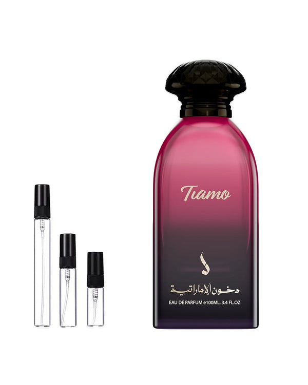 Dkhoon Emirates Tiamo sample – decant in glazen sprayflesje (2, 5 of 10 ml)