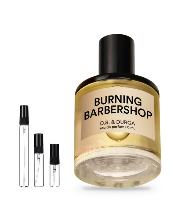 D.S. & Durga Burning Barbershop sample – decant in glazen sprayflesje (2, 5 of 10 ml)