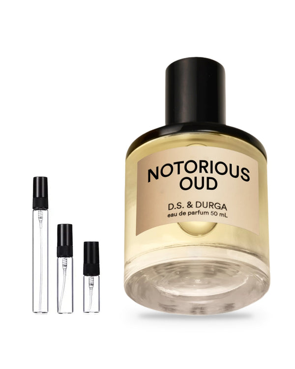 D.S. & Durga Notorious Oud sample – decant in glazen sprayflesje (2, 5 of 10 ml)