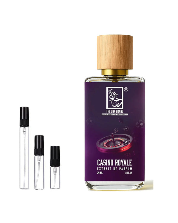 Dua Fragrances Dua Casino Royale Extrait sample – decant in glazen sprayflesje (2, 5 of 10 ml)