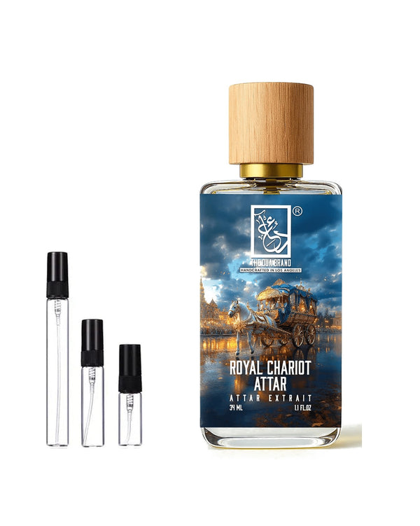Dua Fragrances Dua Royal Chariot Attar Extrait sample – decant in glazen sprayflesje (2, 5 of 10 ml)