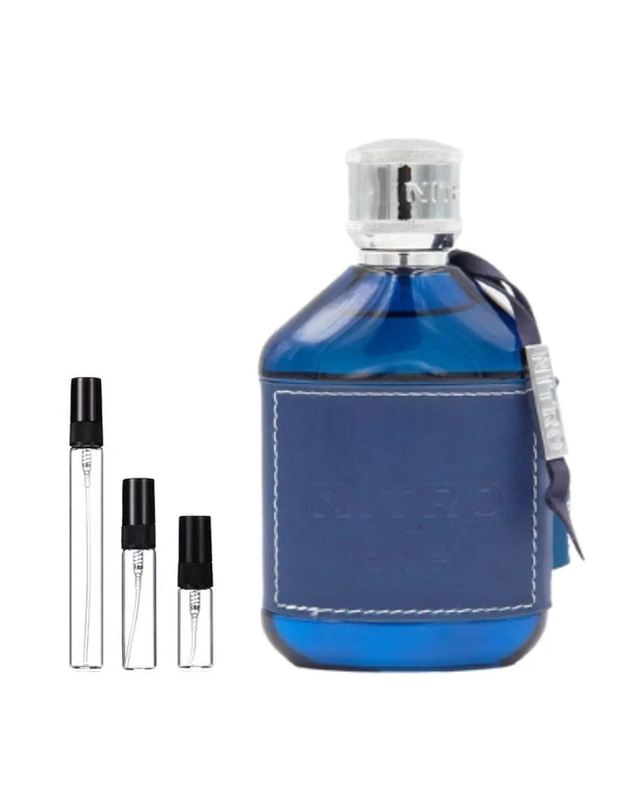 Dumont Nitro Blue sample – decant in glazen sprayflesje (2, 5 of 10 ml)