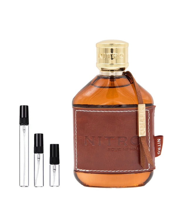 Dumont Nitro Pour Homme sample – decant in glazen sprayflesje (2, 5 of 10 ml)