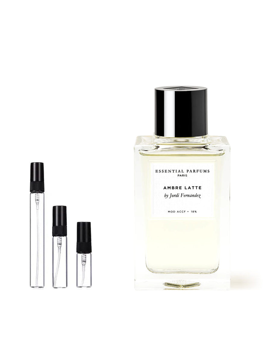 Essential Parfums Ambre Latte sample – decant in glazen sprayflesje (2, 5 of 10 ml)