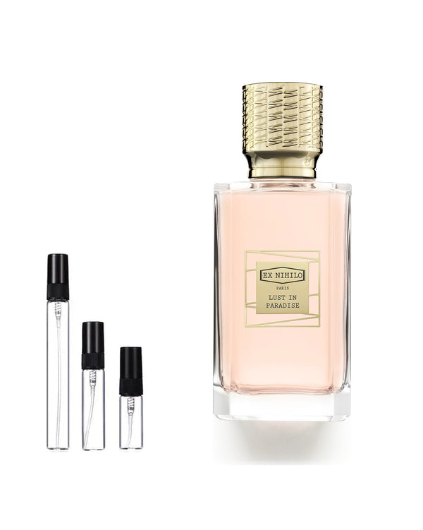 Ex Nihilo Lust in Paradise Eau de Parfum Sample – 2, 5 of 10 ml decant in glazen sprayflesje
