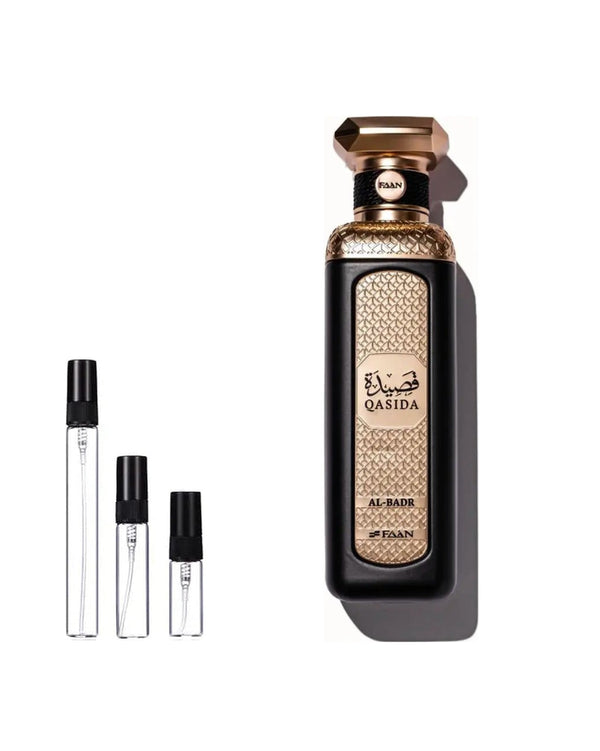 Faan Qasida Al-Badr sample – decant in glazen sprayflesje (2, 5 of 10 ml)