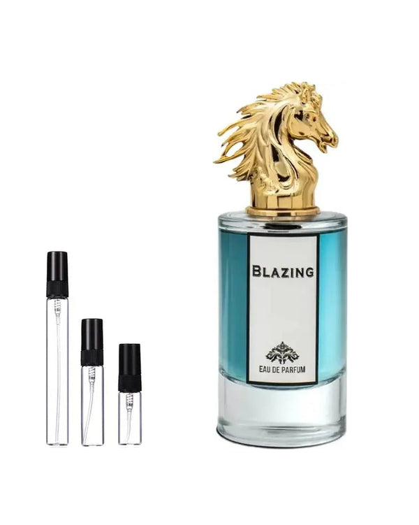 Fragrance World Blazing sample – decant in glazen sprayflesje (2, 5 of 10 ml)