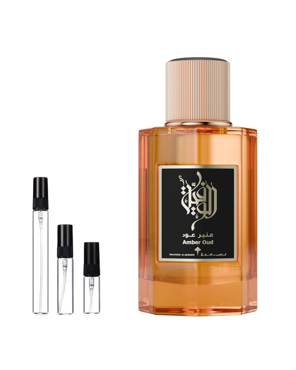Ibraheem Al Qurashi Wafia Amber Oud sample – decant in glazen sprayflesje (2, 5 of 10 ml)