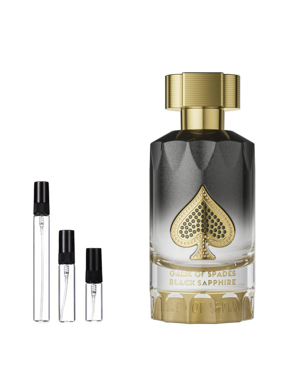 Jo Milano Paris Game of Spades Black Sapphire Parfum Sample – 2, 5 of 10 ml decant in glazen sprayflesje