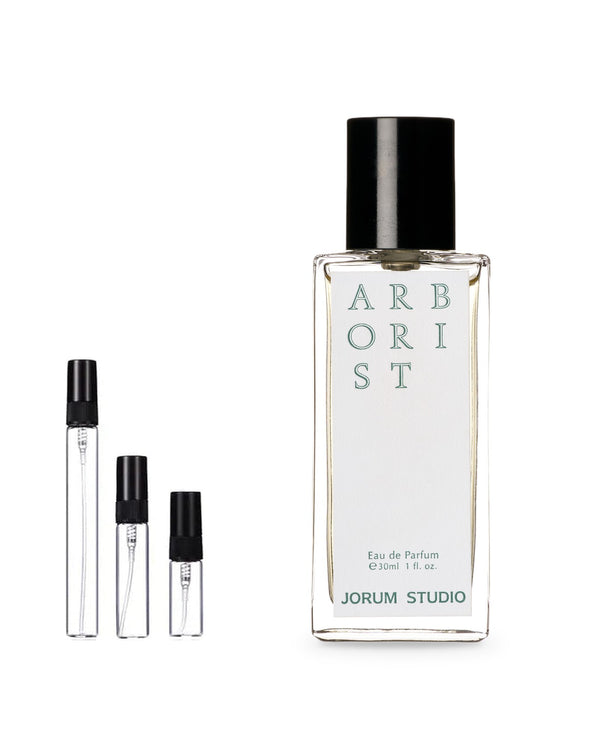 Jorum Studio Arborist sample – decant in glazen sprayflesje (2, 5 of 10 ml)