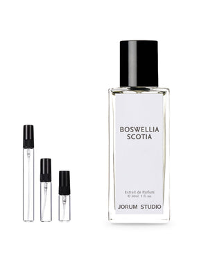 Jorum Studio Boswellia Scotia sample – decant in glazen sprayflesje (2, 5 of 10 ml)