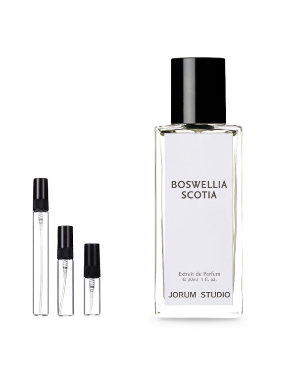Jorum Studio Boswellia Scotia sample – decant in glazen sprayflesje (2, 5 of 10 ml)