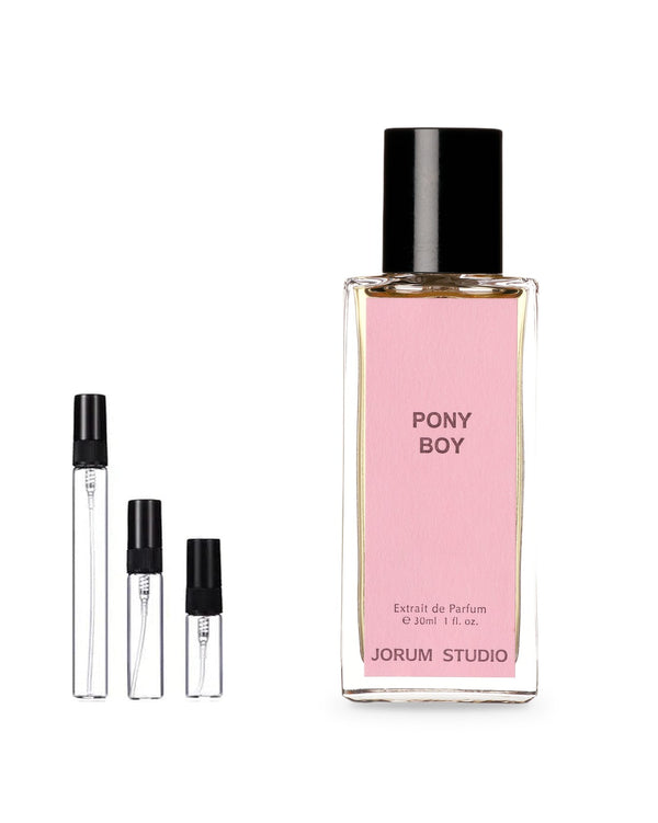 Jorum Studio Pony Boy sample – decant in glazen sprayflesje (2, 5 of 10 ml)