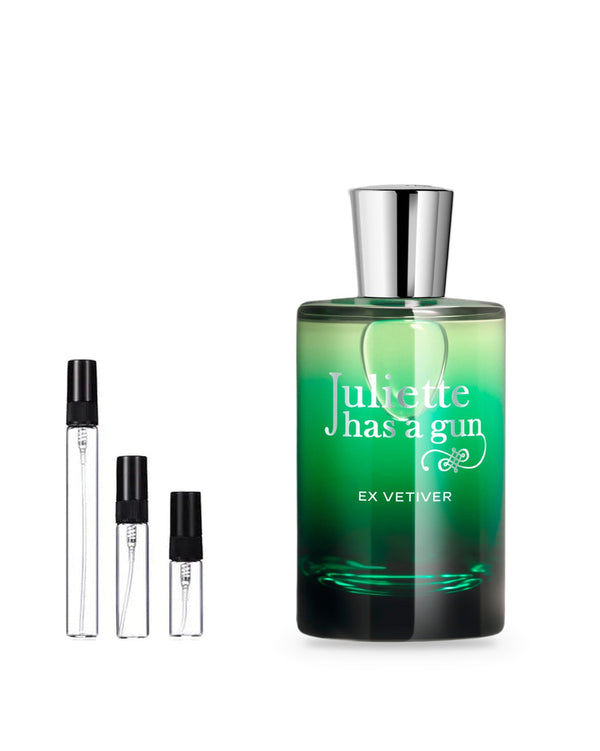 Juliette Has a Gun Ex Vetiver sample – decant in glazen sprayflesje (2, 5 of 10 ml)