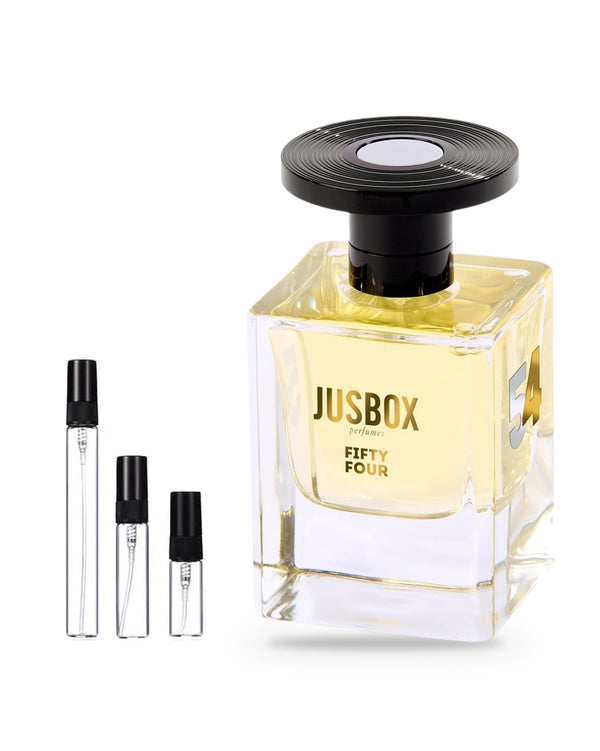Jusbox Fifty Four sample – decant in glazen sprayflesje (2, 5 of 10 ml)