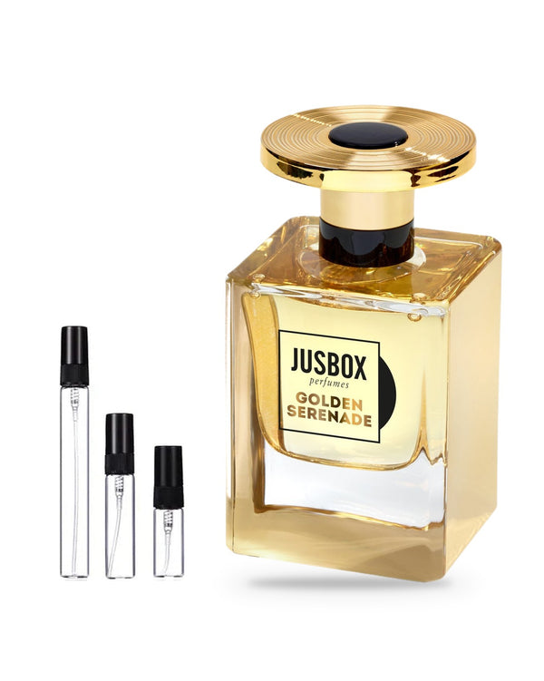 Jusbox Golden Serenade sample – decant in glazen sprayflesje (2, 5 of 10 ml)
