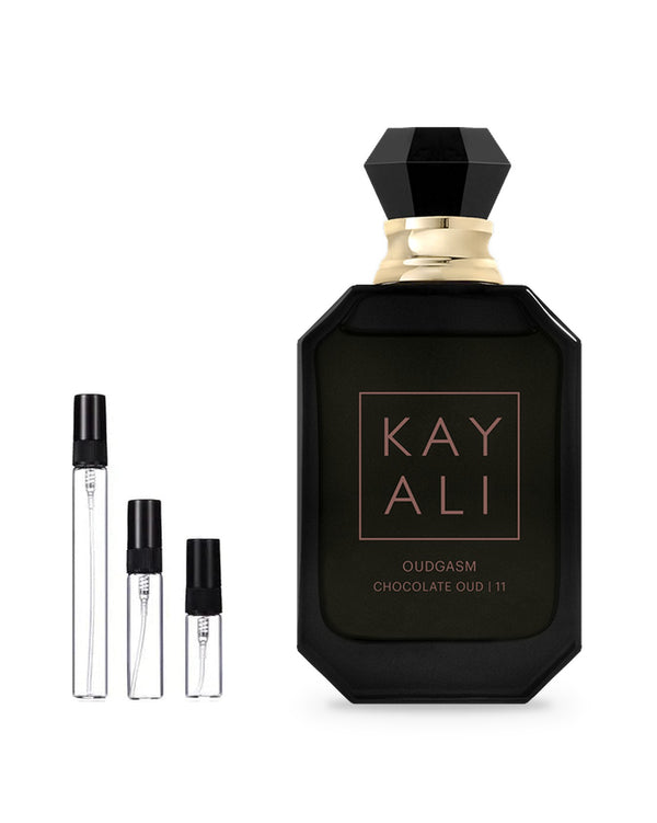 Kayali Oudgasm Chocolate Oud 11 sample – decant in glazen sprayflesje (2, 5 of 10 ml)