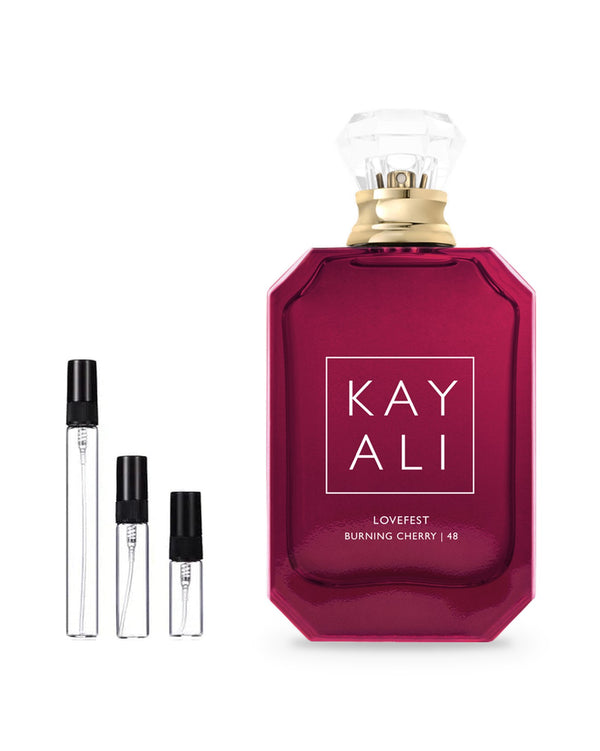 Kayali Lovefest Burning Cherry 48 sample – decant in glazen sprayflesje (2, 5 of 10 ml)