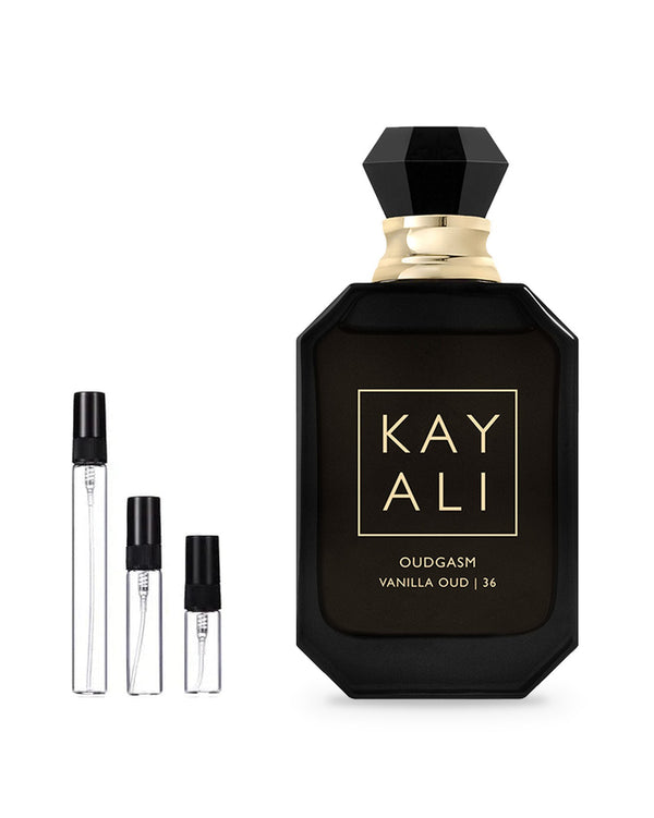 Kayali Oudgasm Vanilla Oud 36 sample – decant in glazen sprayflesje (2, 5 of 10 ml)