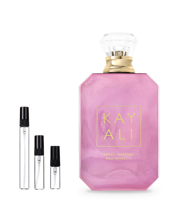 Kayali Sweet Diamond Pink Pepper 25 sample – decant in glazen sprayflesje (2, 5 of 10 ml)