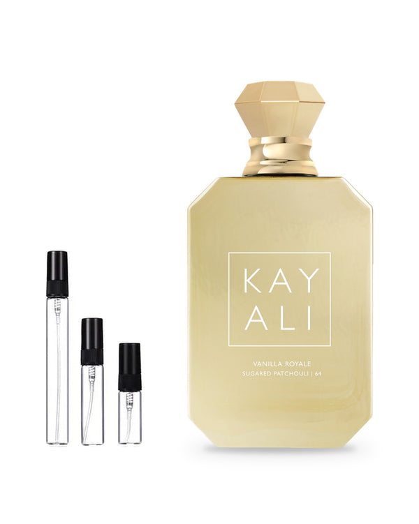 Kayali Vanilla Royale Sugared Patchouli 64 sample – decant in glazen sprayflesje (2, 5 of 10 ml)