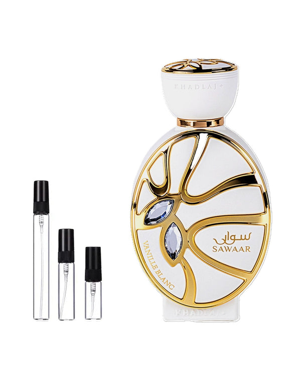 Khadlaj Sawaar Vanille Blanc sample – decant in glazen sprayflesje (2, 5 of 10 ml)