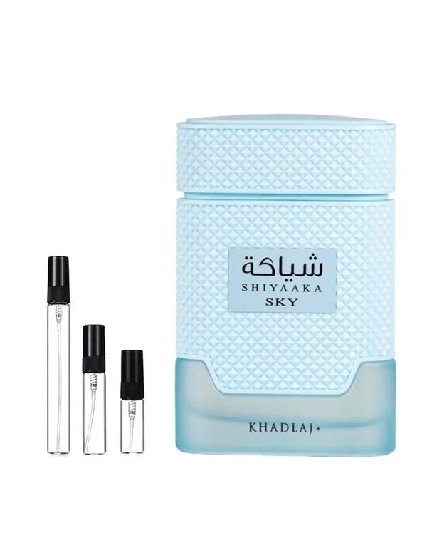 Khadlaj Shiyaaka Sky sample – decant in glazen sprayflesje (2, 5 of 10 ml)