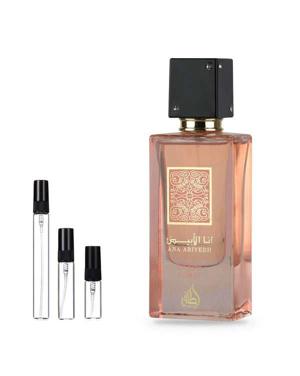 Lattafa Ana Abiyedh Coral sample – decant in glazen sprayflesje (2, 5 of 10 ml)