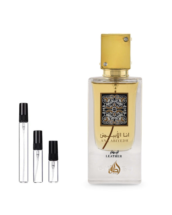 Lattafa Ana Abiyedh Leather sample – decant in glazen sprayflesje (2, 5 of 10 ml)