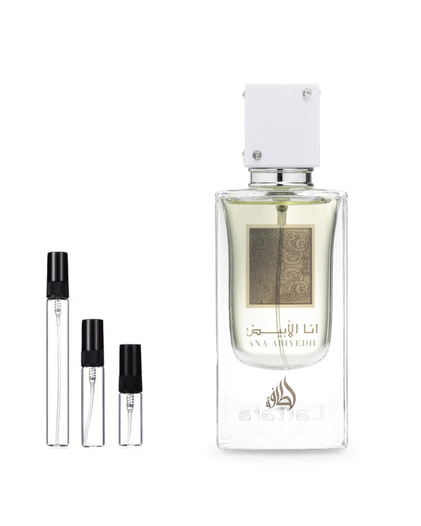 Lattafa Ana Abiyedh sample – decant in glazen sprayflesje (2, 5 of 10 ml)