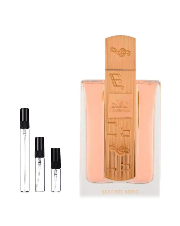 Lattafa Angham Second Song sample – decant in glazen sprayflesje (2, 5 of 10 ml)