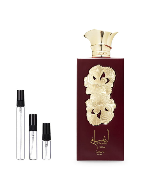 Lattafa Ansaam Gold sample – decant in glazen sprayflesje (2, 5 of 10 ml)