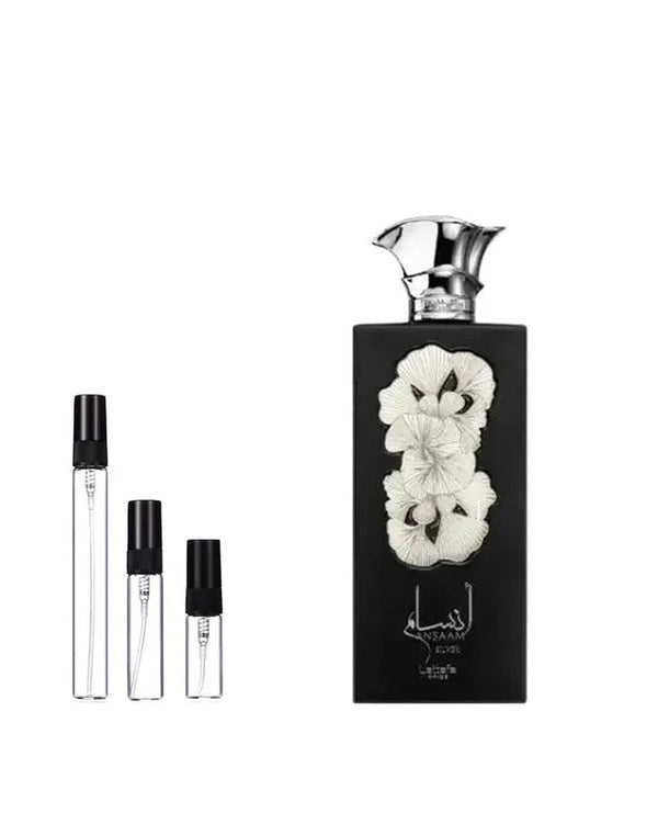 Lattafa Ansaam Silver sample – decant in glazen sprayflesje (2, 5 of 10 ml)