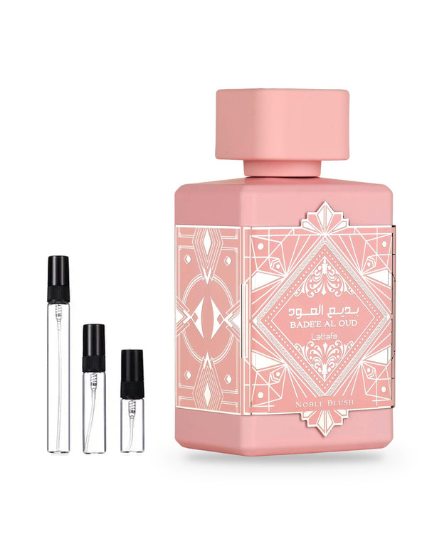 Lattafa Bade'e Al Oud Noble Blush sample – decant in glazen sprayflesje (2, 5 of 10 ml)