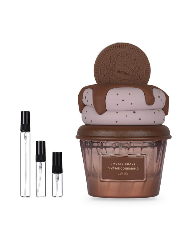 Lattafa Cookie Crave Give Me Gourmand sample – decant in glazen sprayflesje (2, 5 of 10 ml)