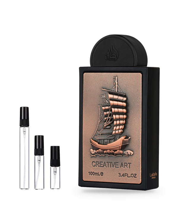 Lattafa Creative Art sample – decant in glazen sprayflesje (2, 5 of 10 ml)