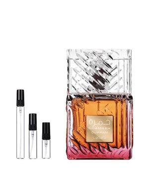 Lattafa Khamrah Dukhan sample – decant in glazen sprayflesje (2, 5 of 10 ml)