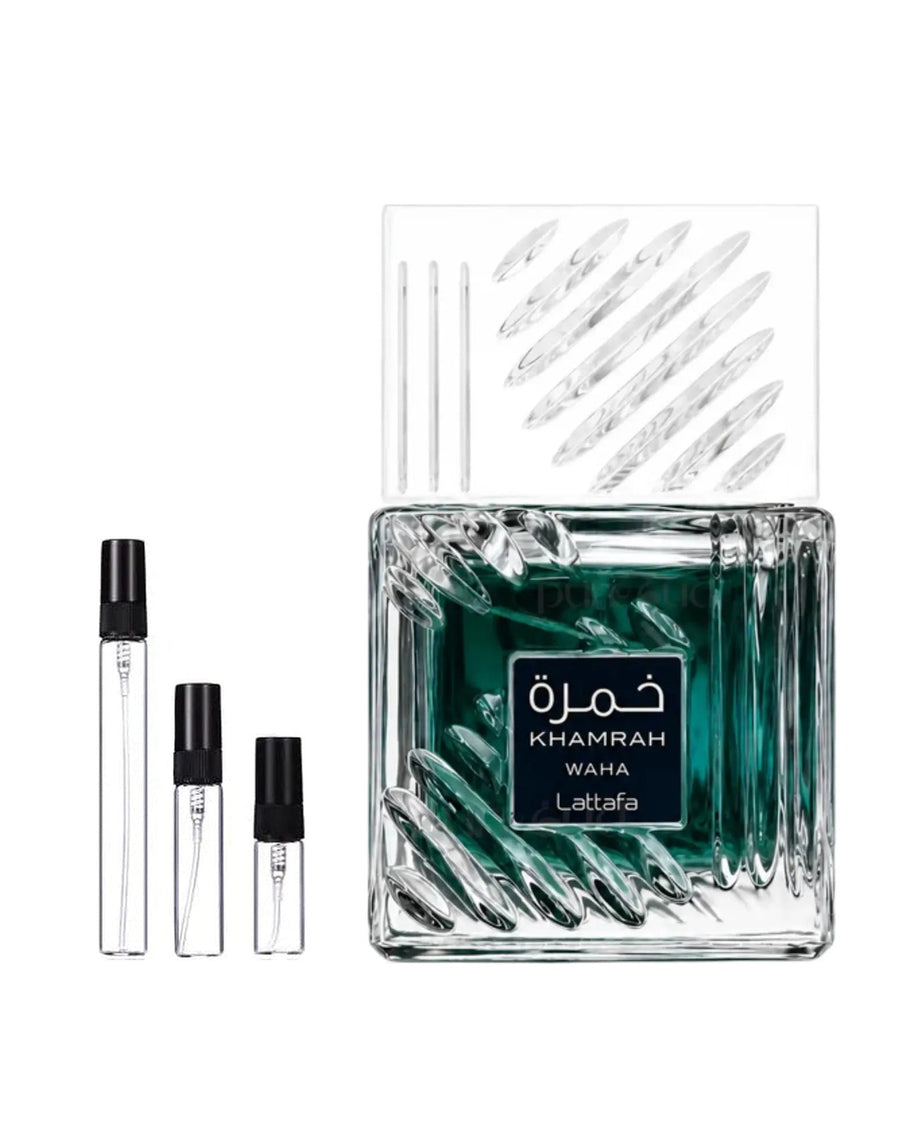 Lattafa Khamrah Waha sample – decant in glazen sprayflesje (2, 5 of 10 ml)