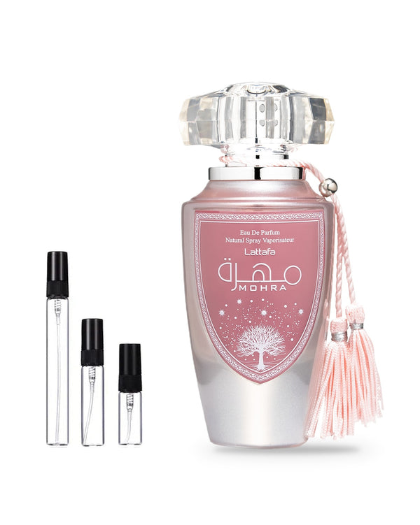 Lattafa Mohra Silky Rose sample – decant in glazen sprayflesje (2, 5 of 10 ml)